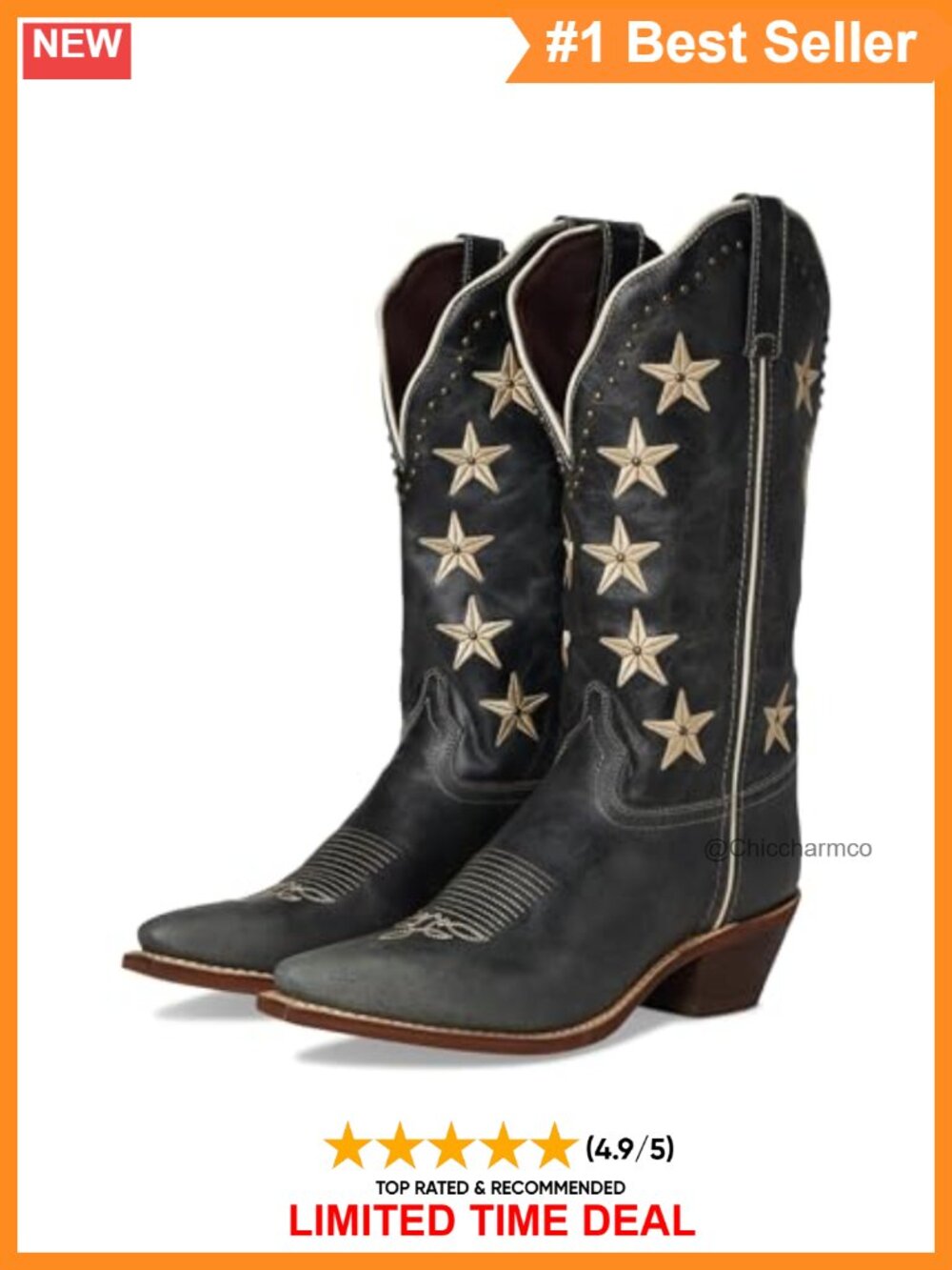 Laredo Serenade Patriotic Snip Toe Pull On Leather Cowboy Boots Mid Calf